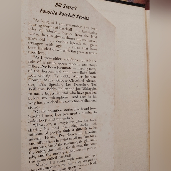 Vintage 1950 Bill Stern's Favorite Baseball Stories Hard Cover Book MLB antique - Picture 7 of 8